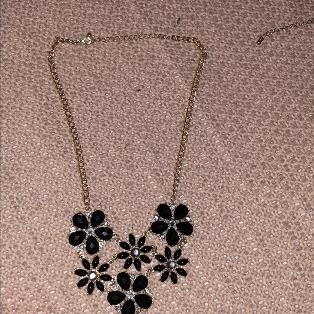 black and silver necklace, gold chain